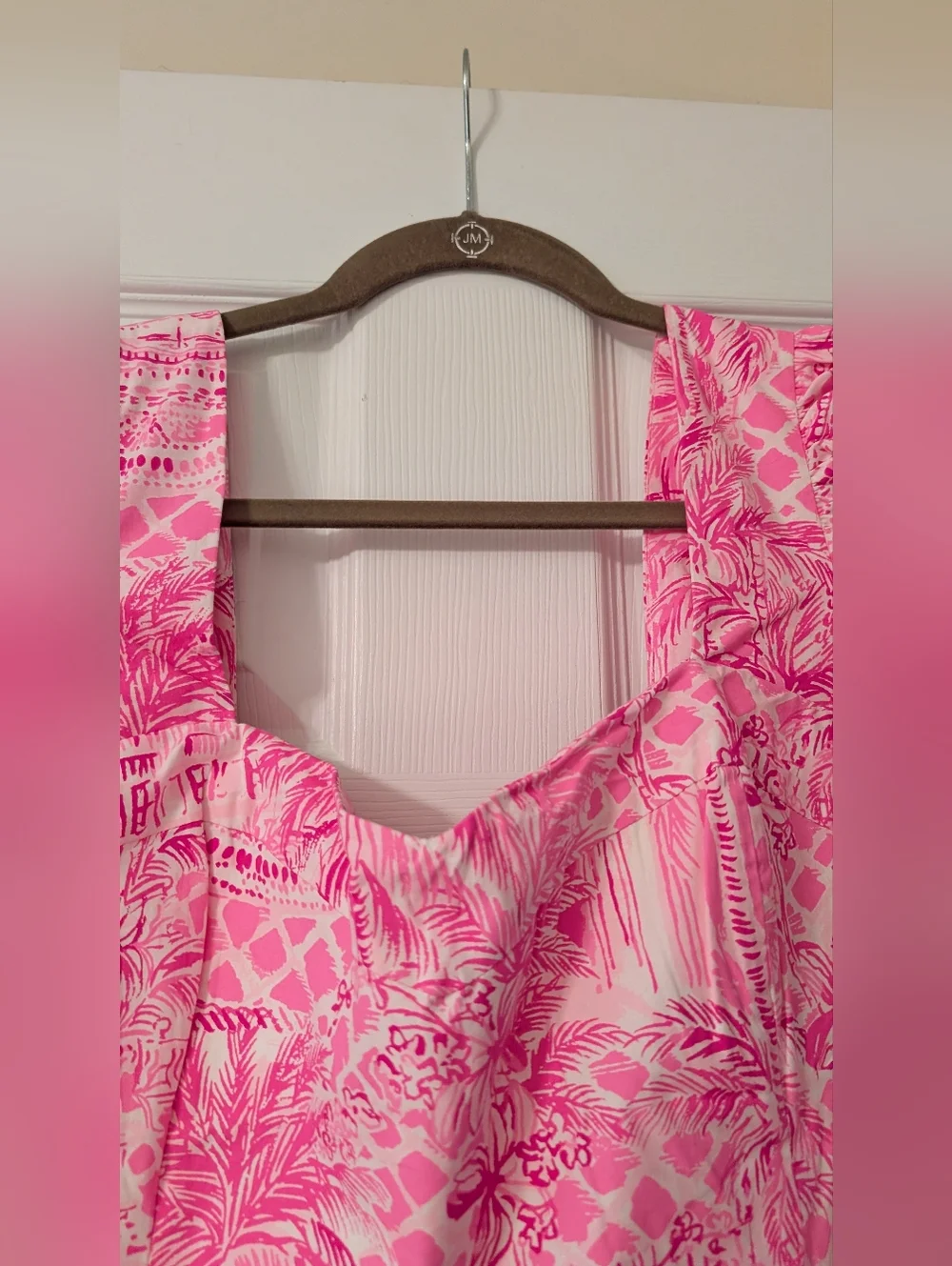 Lilly Pulitzer Merian Dress Pink Blossom Palm Beach Paradise Size 16 - Picture 6 of 14
